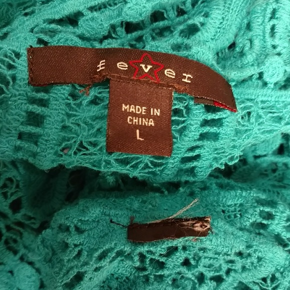 Turquoise Butterfly Crop Lace Crochet Cobweb Knit Tank Top Dark Aqua Weave - Picture 6 of 8